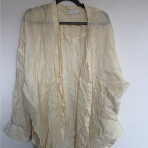 Monday swimwear Light Beige Linen Button-Front Overshirt